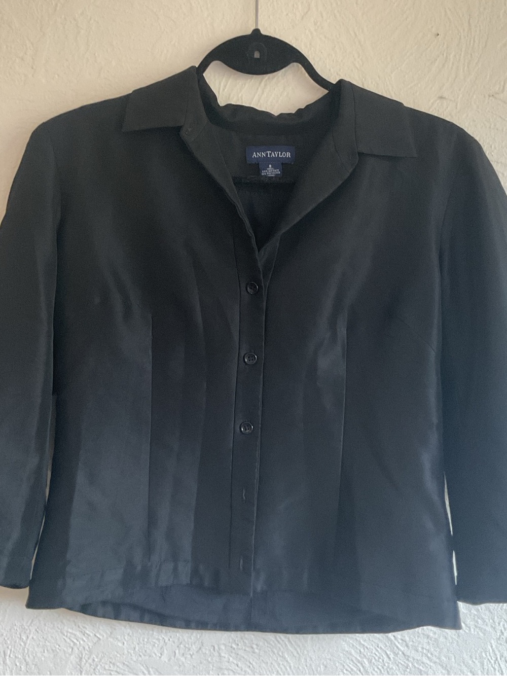 Ann Taylor Black Button-Front Blazer Jacket